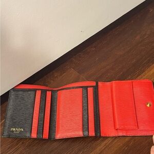 Prada Black and Red Leather Wallet